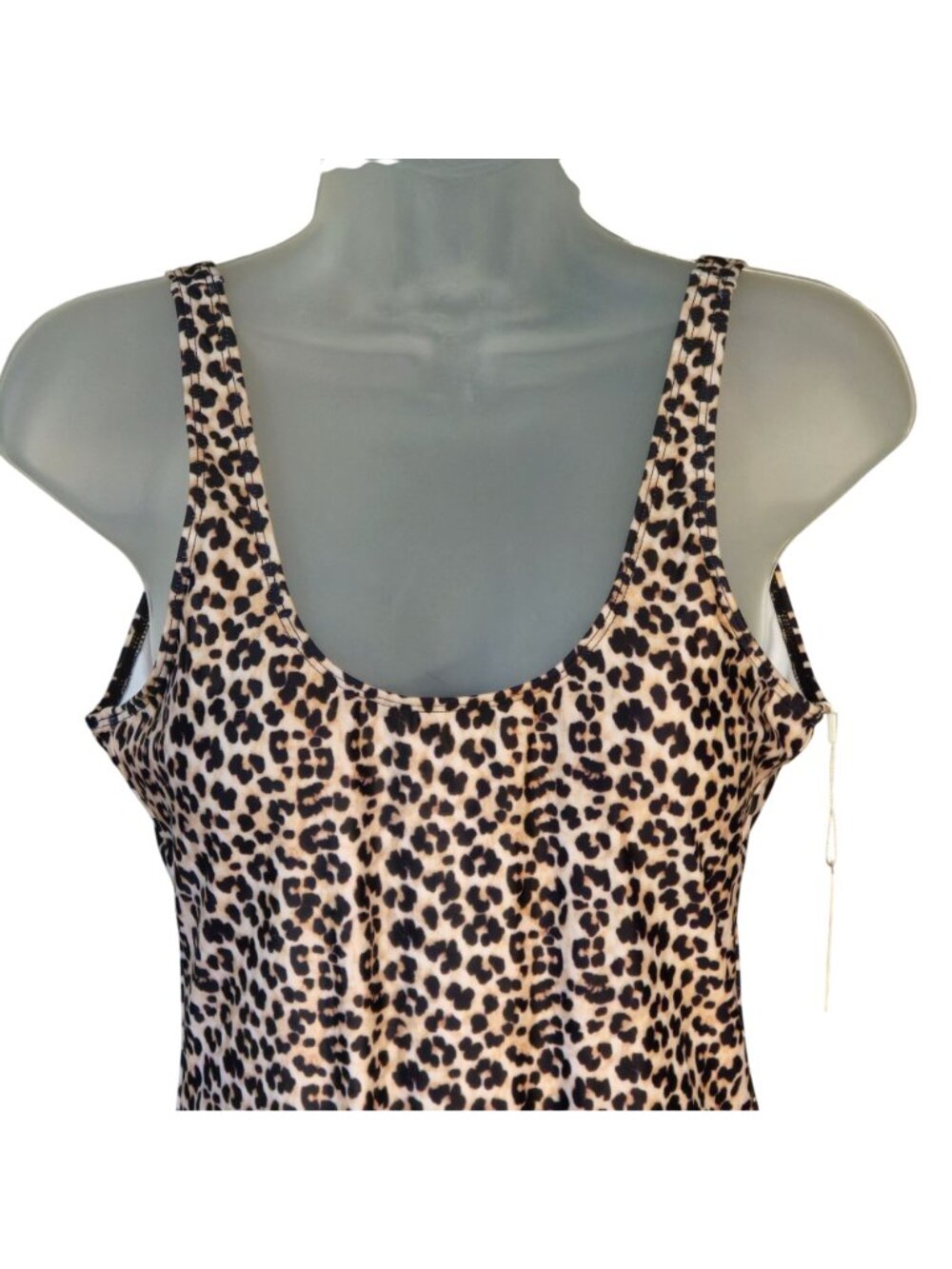 Dixperfect Leopard Print One-Piece Swimsuit L High Waist Scoop Neck Cheeky Lined - Picture 2 of 9